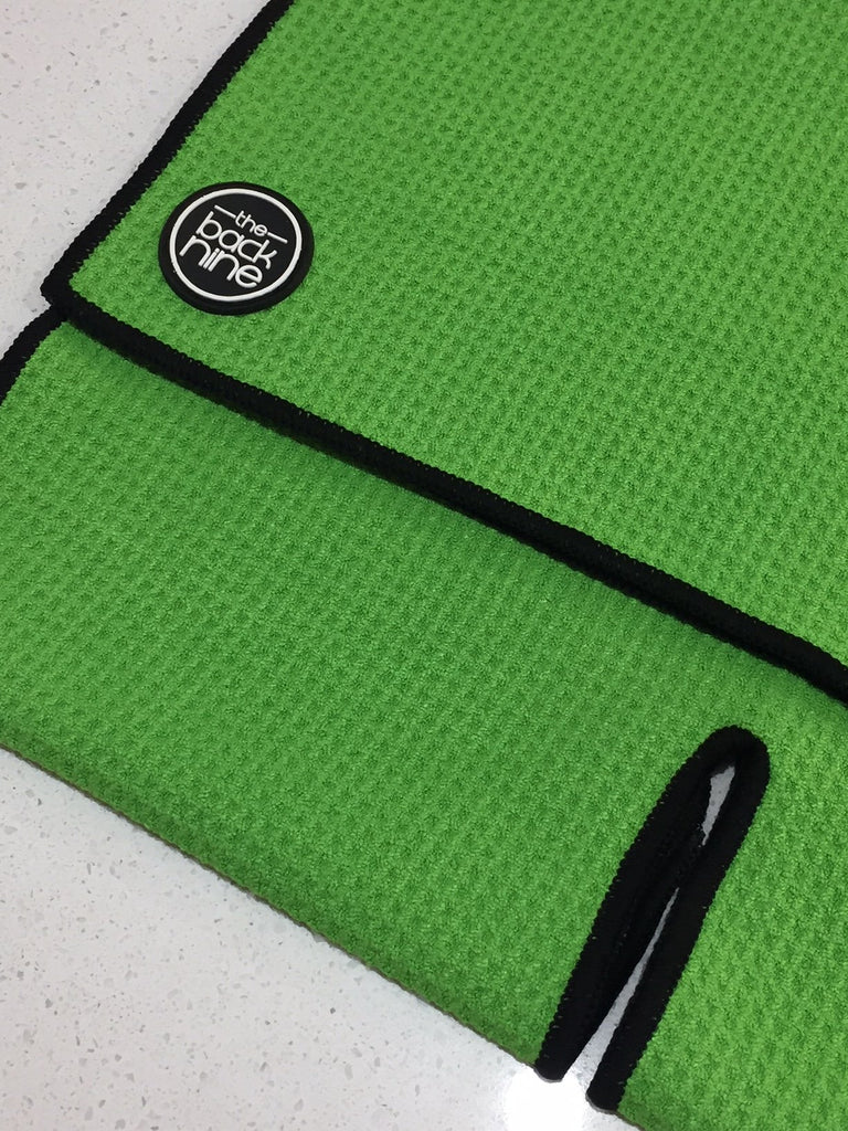Aqua Pro 400A Waffle Weave Golf Towel Twin Pack - Lime/Black - theback9