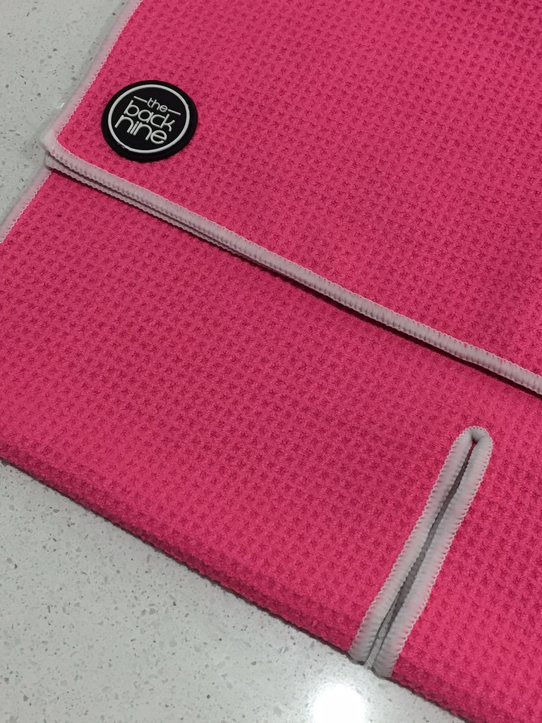 AquaPro 400A Waffle Weave Golf Towel Twin Pack - Pink/White - theback9