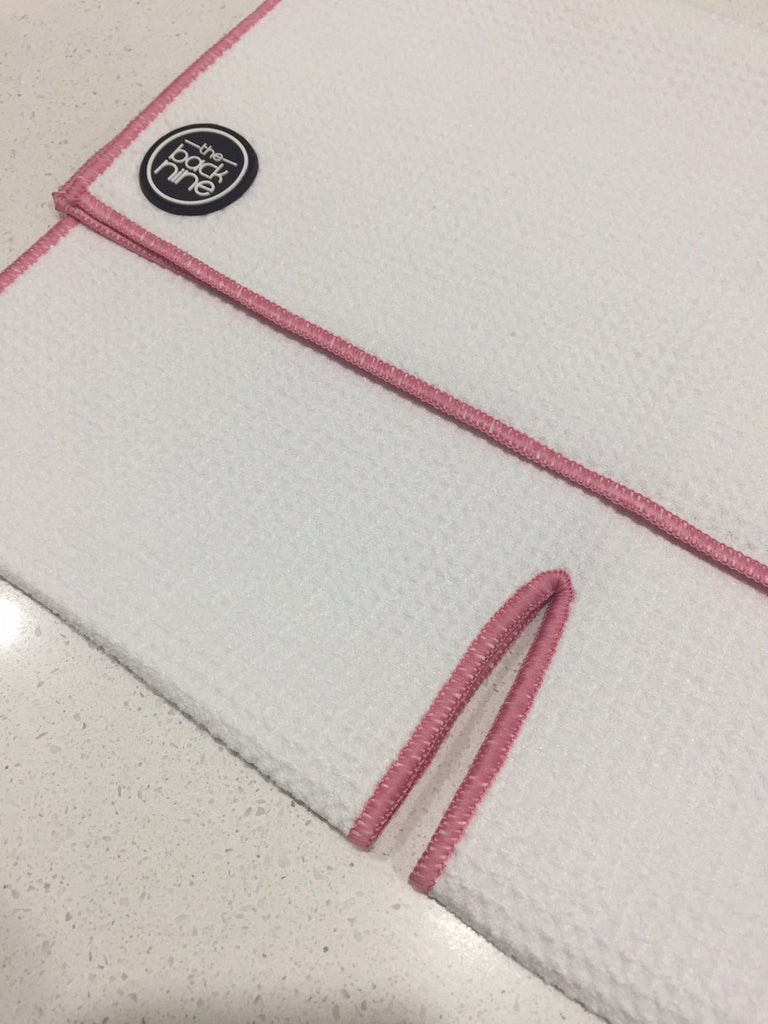 AquaPro 400A Waffle Weave Golf Towel Twin Pack - White/Pink - theback9