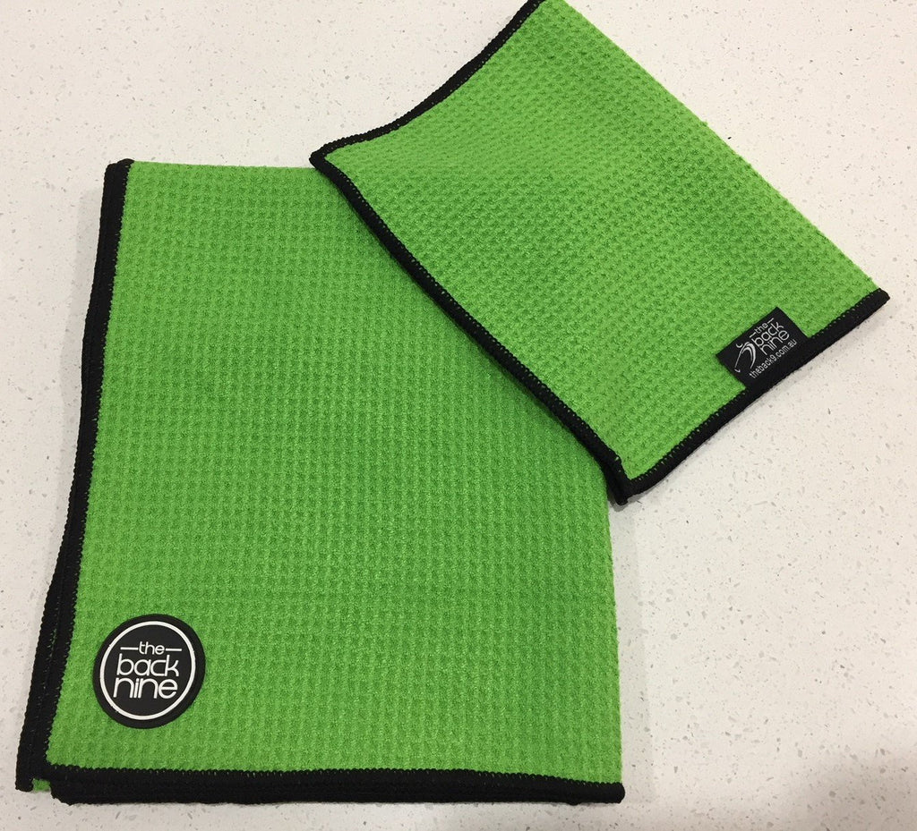 Aqua Pro 400A Waffle Weave Golf Towel Twin Pack - Lime/Black - theback9
