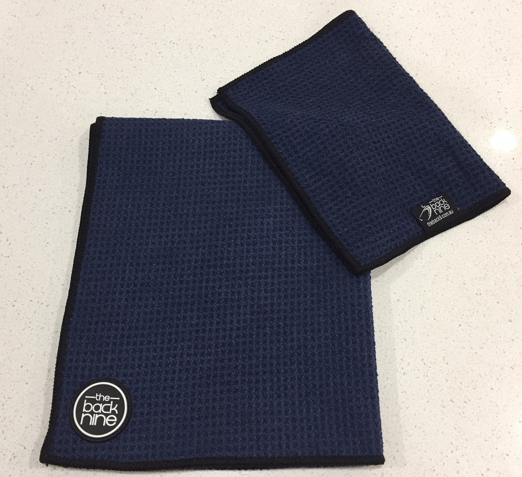 AquaPro 400A Waffle Weave Golf Towel Twin Pack - Navy/Black - theback9