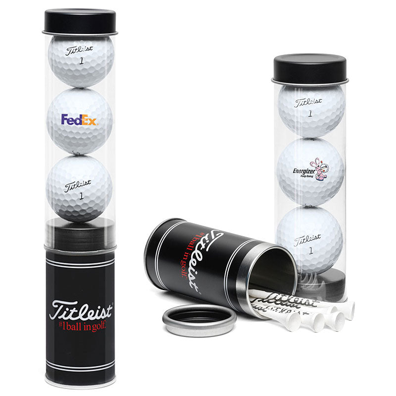 Titleist Custom Printed 3Ball Tube with Stock Tees