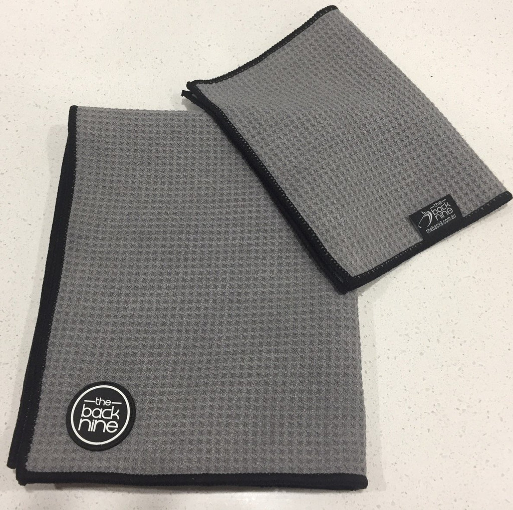 AquaPro 400A Waffle Weave Golf Towel Twin Pack - Charcoal/Black - theback9