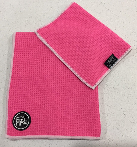 AquaPro 400A Waffle Weave Golf Towel Twin Pack - Pink/White - theback9