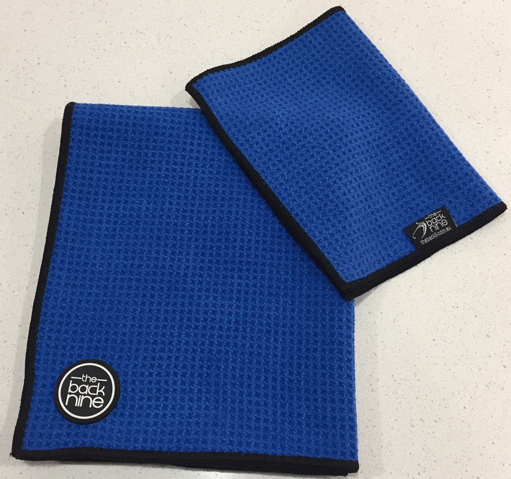 AquaPro 400A Waffle Weave Golf Towel Twin Pack - Royal/Black - theback9
