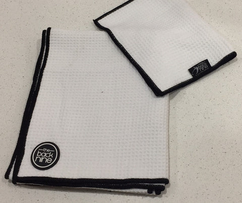 AquaPro 400A Waffle Weave Golf Towel Twin Pack - White/Black - theback9